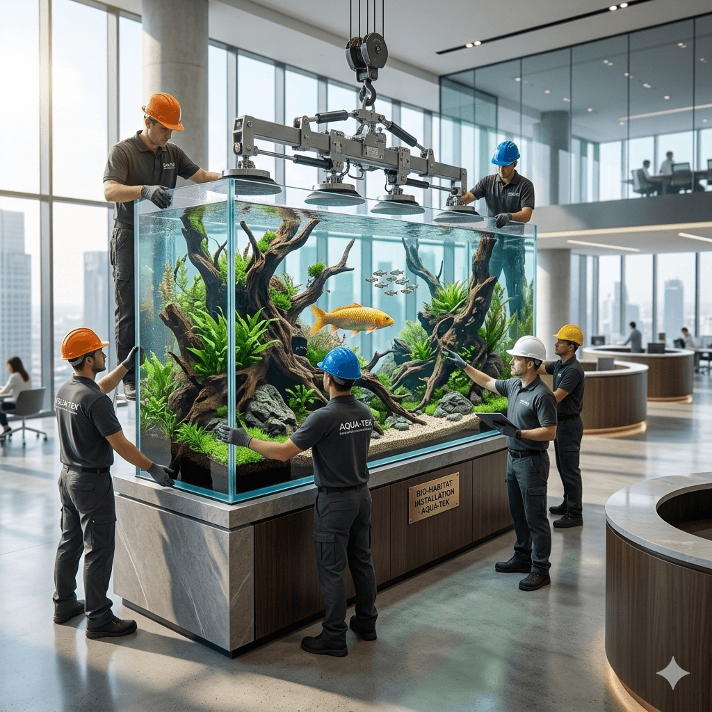 Custom aquarium installation in Phnom Penh Cambodia