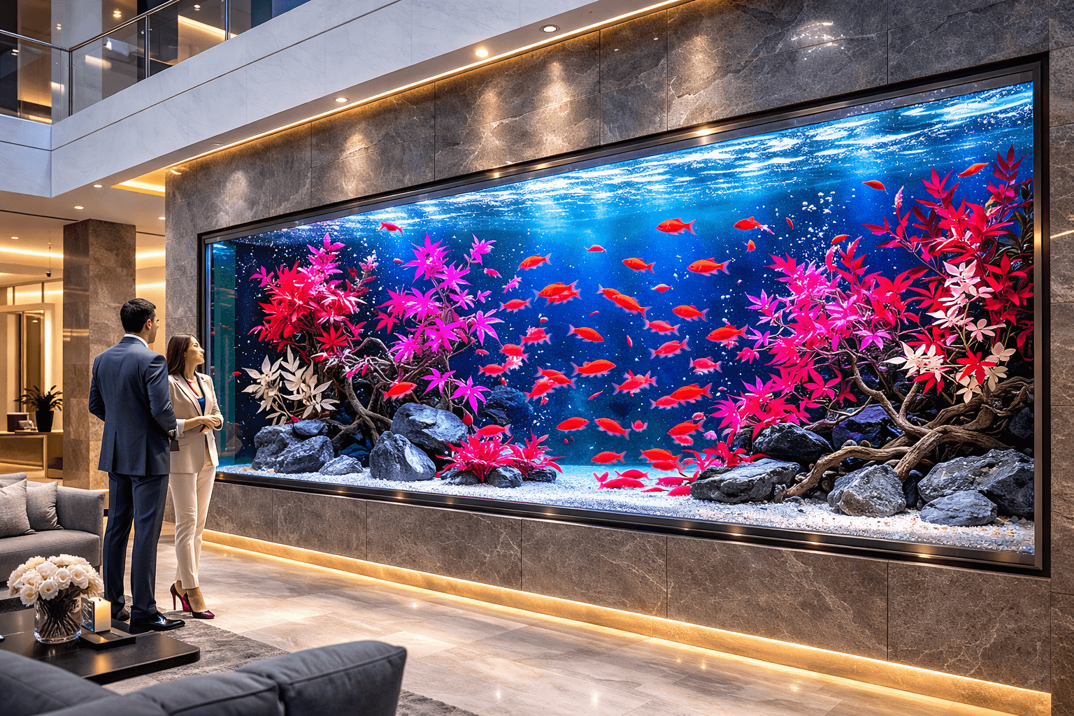 Aquarium maintenance service for office in Phnom Penh